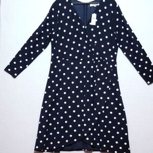 Loft‎ Navy Polka Dot Wrap Dress SIZE 16. #649